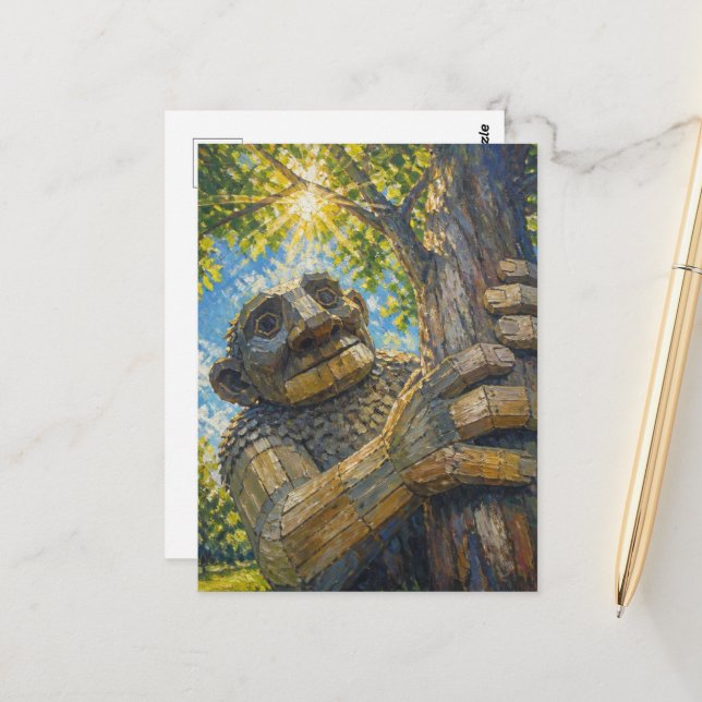 Ein riesiger Troll hält einen Baum hoch Postkarte (Vorderseite/Rückseite Beispiel)