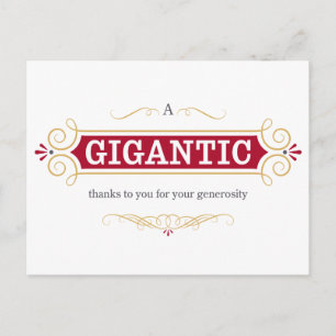 Ein riesiges Dankeschön für Ihre Großzügigkeit Postkarte