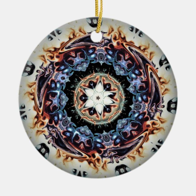 Ein Ring aus Feuer (farbiges Muster) Keramik Ornament (Vorne)