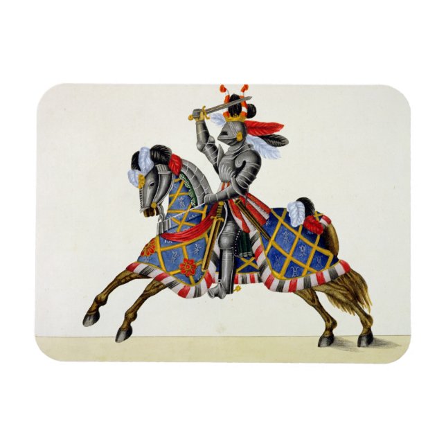 Ein Ritter bei einem Turnier, Teller von "A Histor Magnet (Horizontal)