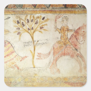 Ein Ritter mit einer Flammentorke Quadratischer Aufkleber