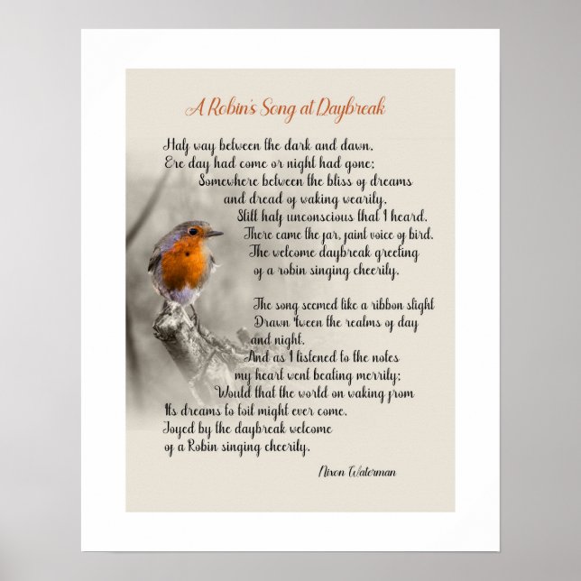 Ein Robin's Song am Daybreak - Gedicht von N. Wate Poster (Vorne)