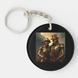 Ein robotisches Steampunkoppel in Liebe Schlüsselanhänger