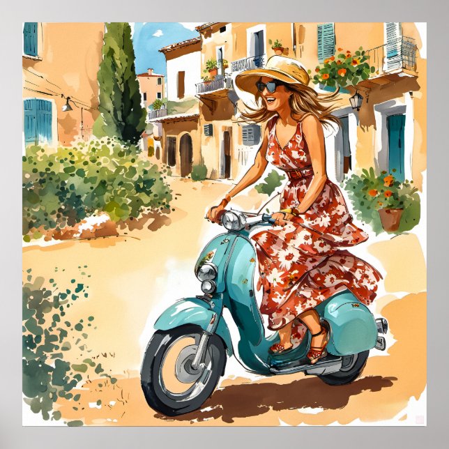 Ein Roller in Sardinien Print fahren Poster (Vorne)