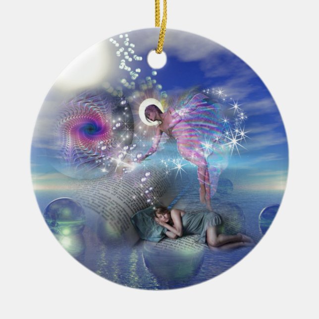 Ein Roman kann ein Portal in parallele Realitäten  Keramik Ornament (Vorne)