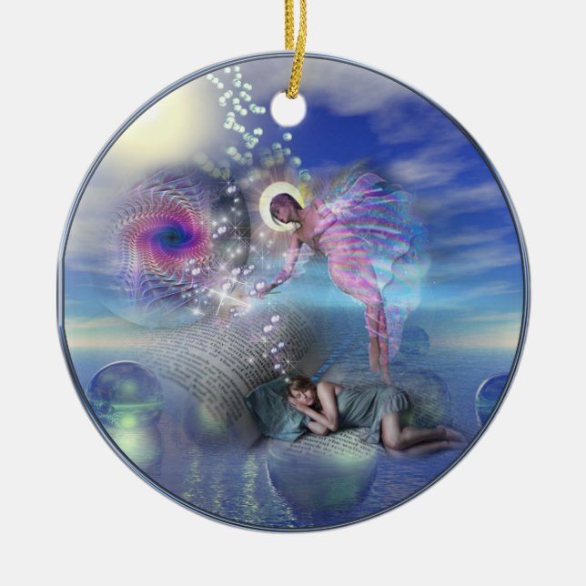 Ein Roman kann ein Portal in parallele Realitäten  Keramik Ornament (Vorne)