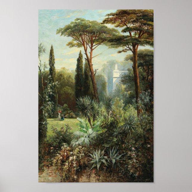 Ein romantischer Burgpark | Franz Xaver Birkinger Poster (Vorne)