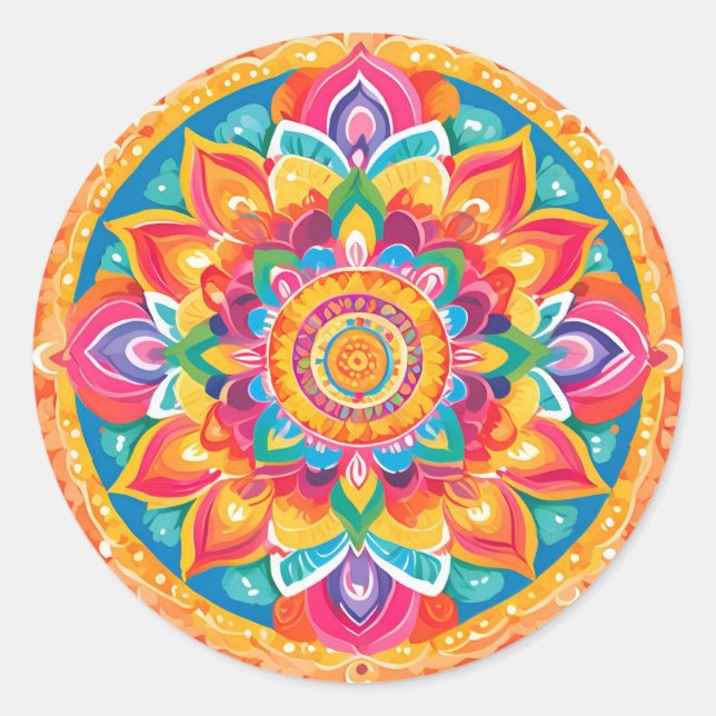 Ein romantischer Mandala Runder Aufkleber (Vorderseite)