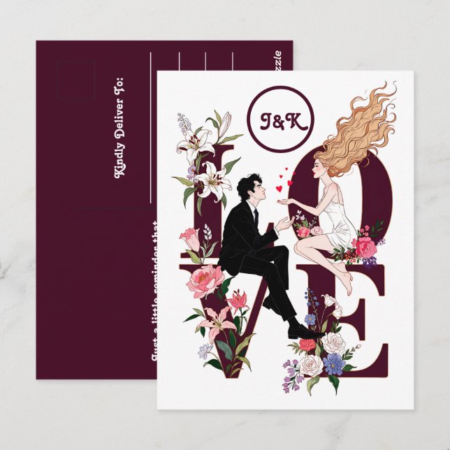 Ein romantischer personalisierter Valentinstag Postkarte (Vorne/Hinten)
