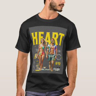 "Ein romantisches 3D-Cartoon-Paar, das eine Herzfo T-Shirt