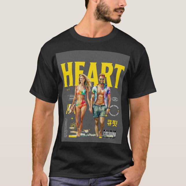 "Ein romantisches 3D-Cartoon-Paar, das eine Herzfo T-Shirt (Vorderseite)