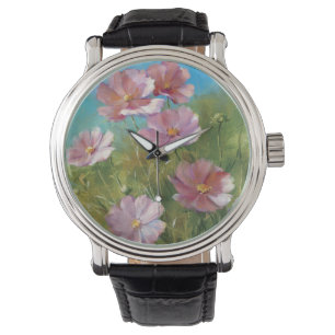 Ein rosa Blumengarten Armbanduhr