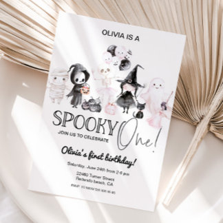 Ein rosa halloween Einladung 1. Geburtstag