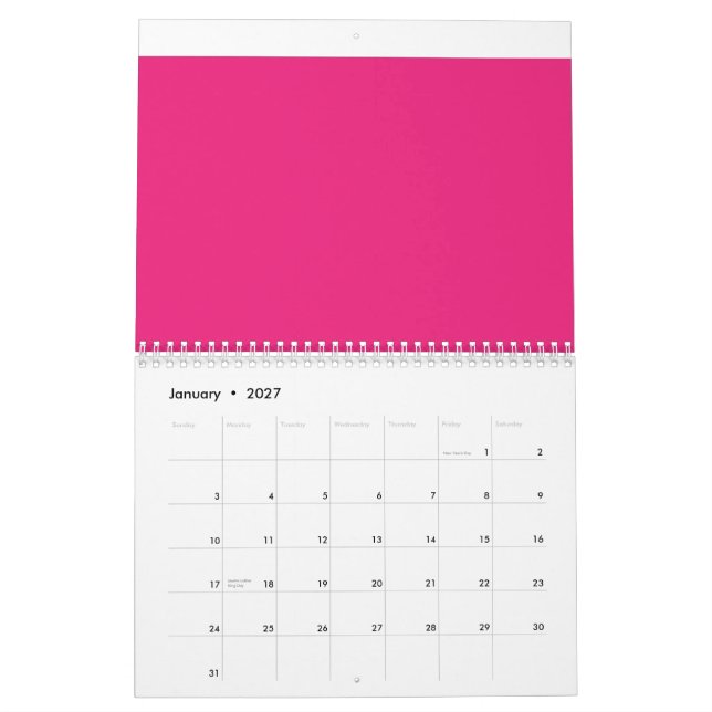 ein rosa Hintergrund mit schwarzem Rand Kalender (Jan 2027)