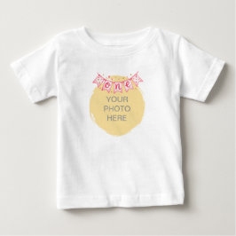 Ein rosa individuelles Foto-T-Shirt zum ersten Geb Baby T-shirt