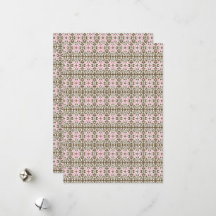 ein rosa und braunes Muster auf weißem Hintergrund Feiertagskarte