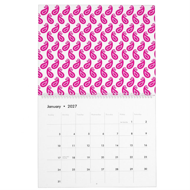 ein rosa und weißer Hintergrund mit einem Muster Kalender (Jan 2027)