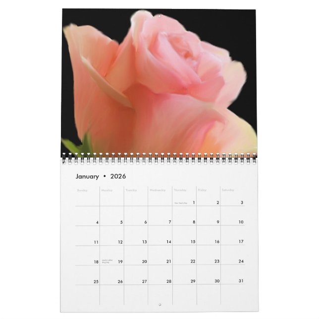 Ein Rose gefüllter Kalender (Jan 2026)