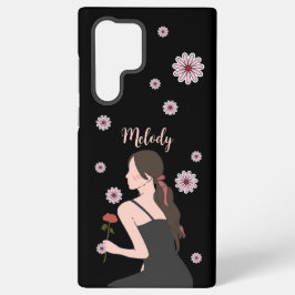 Ein Rose-Mädchen mit rosa Blume Samsung Galaxy Hülle