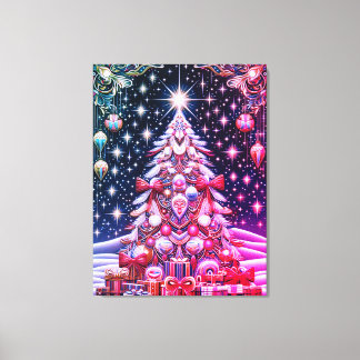 Ein rot-weiß-blauer Weihnachtsbaum unter einem dun Leinwanddruck