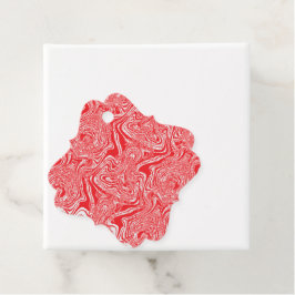 ein rot-weißes Bild eines Musters auf einem weißen Geschenkanhänger