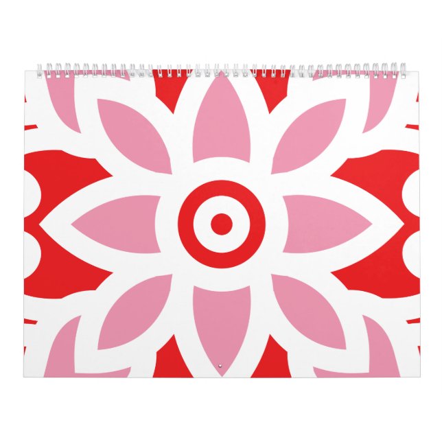 ein rot-weißes Muster mit einer Blume darauf Kalender (Titelbild)