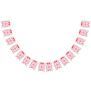 ein rot-weißes Muster mit einer Blume darauf Wimpelkette