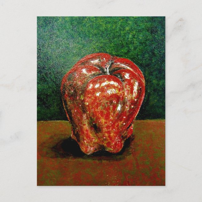 Ein roter Apfel ... 2005 Acrylglasmalerei Postkarte (Vorderseite)