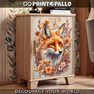 Ein roter Fuchs mit Blumenrahmen Seidenpapier