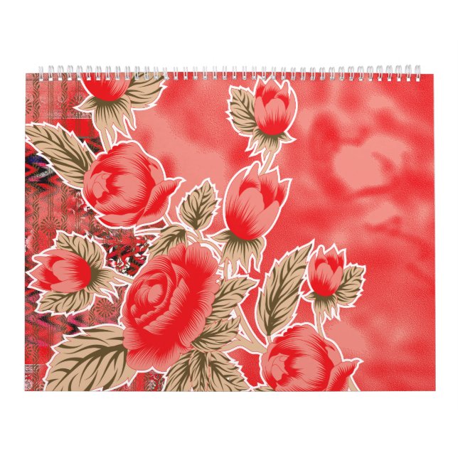 ein roter Schal mit Blume darauf Kalender (Titelbild)