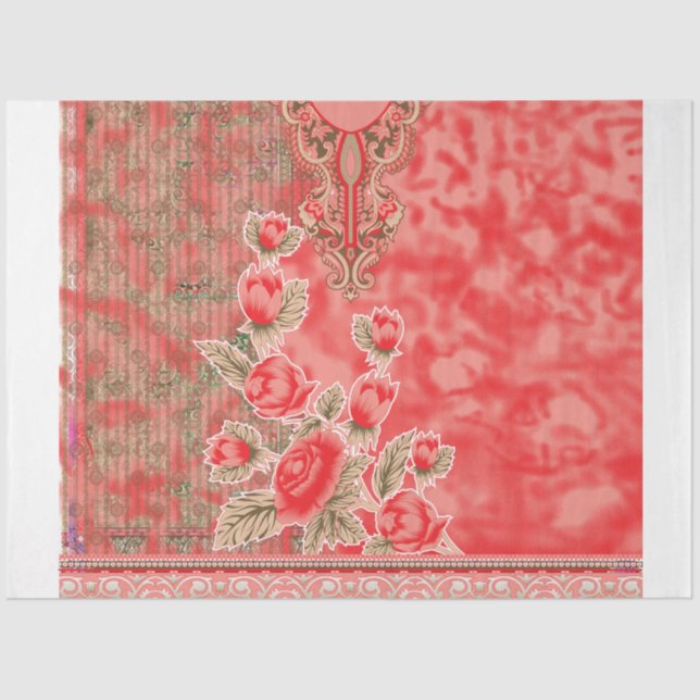 ein roter Schal mit Blume darauf Seidenpapier (Vorderseite)