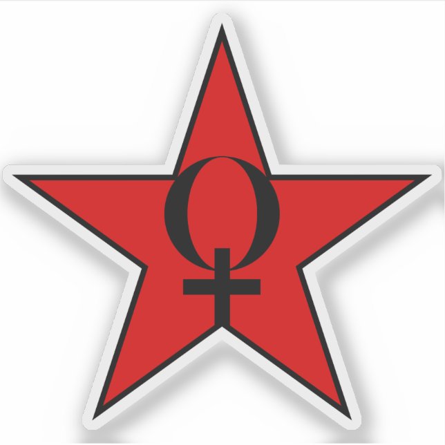 Ein roter Stern des Anarcha-Feminismus v3 Aufkleber (Vorderseite)