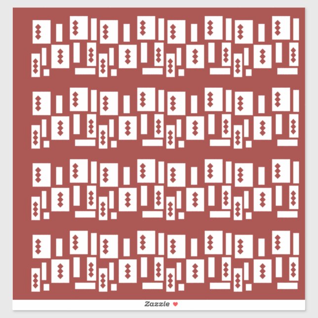 Ein roter Teppich mit einem textilen Muster wird a Aufkleber (Blatt)