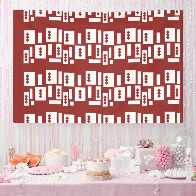 Ein roter Teppich mit einem textilen Muster wird a Banner (Party)