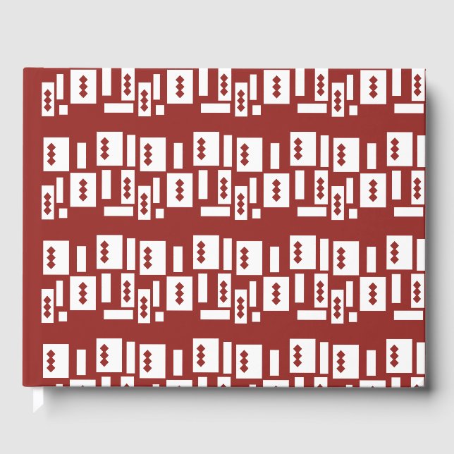 Ein roter Teppich mit einem textilen Muster wird a Gästebuch (Vorderseite)
