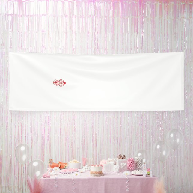 Ein rotes Blumendesign, das auf einer Kahle hervor Banner (Party)