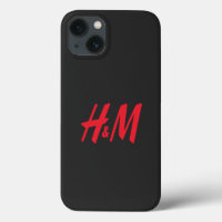 ein rotes h- und m-Logo auf schwarzem Hintergrund
