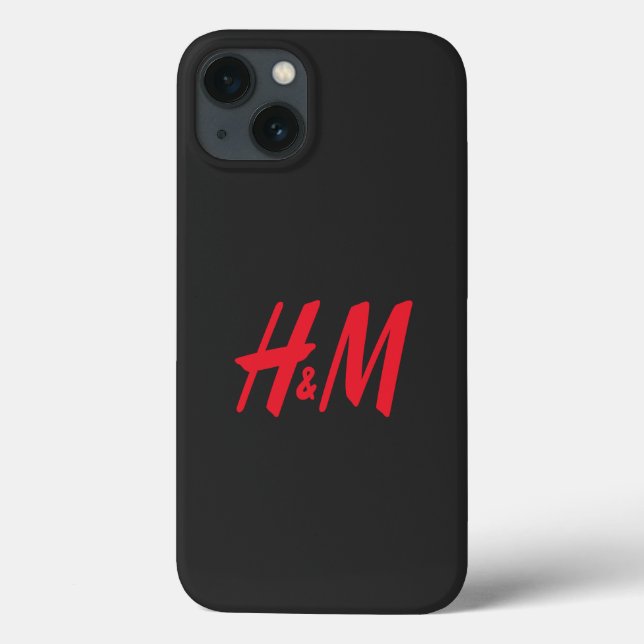 ein rotes h- und m-Logo auf schwarzem Hintergrund Case-Mate iPhone Hülle (Rückseite)