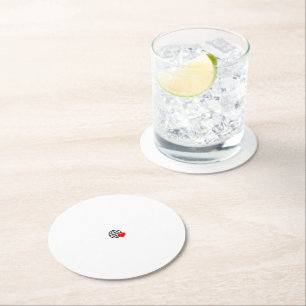 Ein rotes Herzsymbol, das mit glatten, fetten Lini Runder Pappuntersetzer