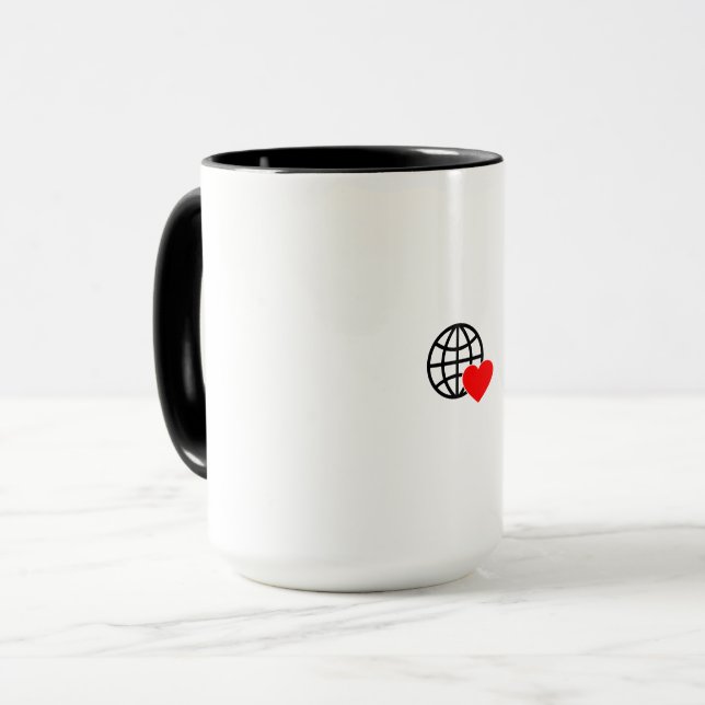 Ein rotes Herzsymbol mit glatten, fetten Linien Tasse (Vorderseite Links)