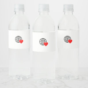 Ein rotes Herzsymbol mit glatten, fetten Linien Wasserflaschenetikett