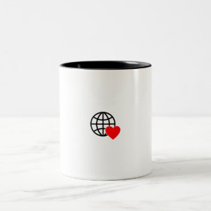 Ein rotes Herzsymbol mit glatten, fetten Linien Zweifarbige Tasse