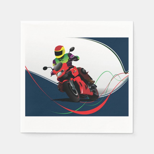 Ein rotes Motorrad fahren Serviette (Vorderseite)