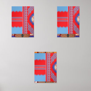 ein rotes und blaues Muster Bilderwand Sets