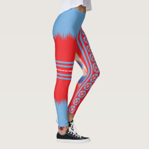 ein rotes und blaues Muster Leggings
