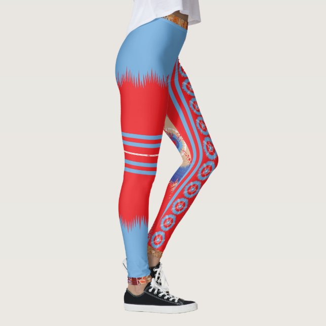 ein rotes und blaues Muster Leggings (Rechts)
