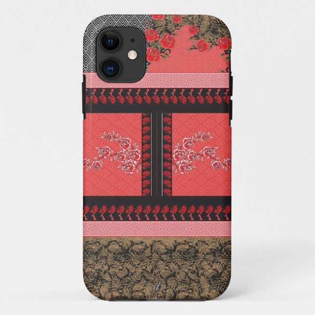 ein rotes und schwarzes Tapete Case-Mate iPhone Hülle (Rückseite)
