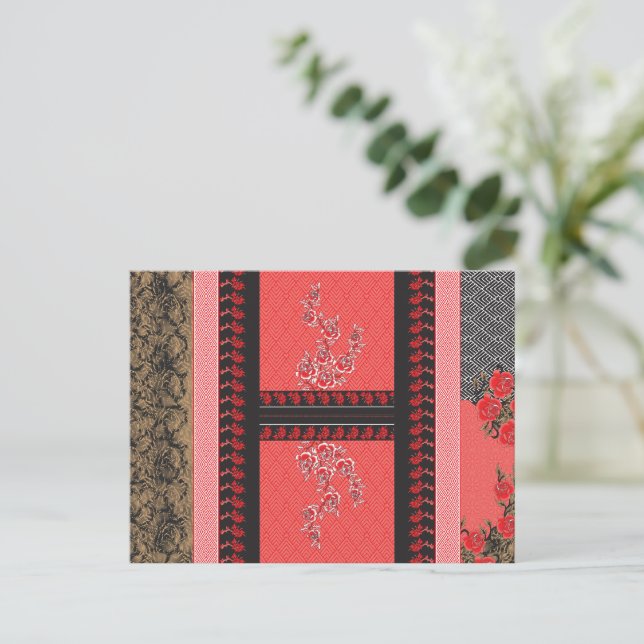 ein rotes und schwarzes Tapete Postkarte (Stehend Vorderseite)