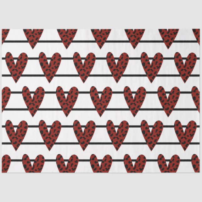 Ein rotes und schwarzes Valentindesign der Serie 3 Seidenpapier (Vorderseite)