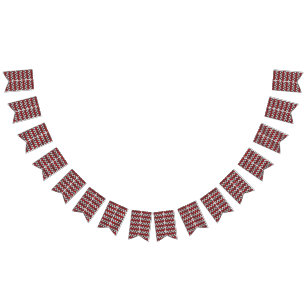 ein rotes und schwarzes Zickzackmuster auf weißem  Wimpelkette